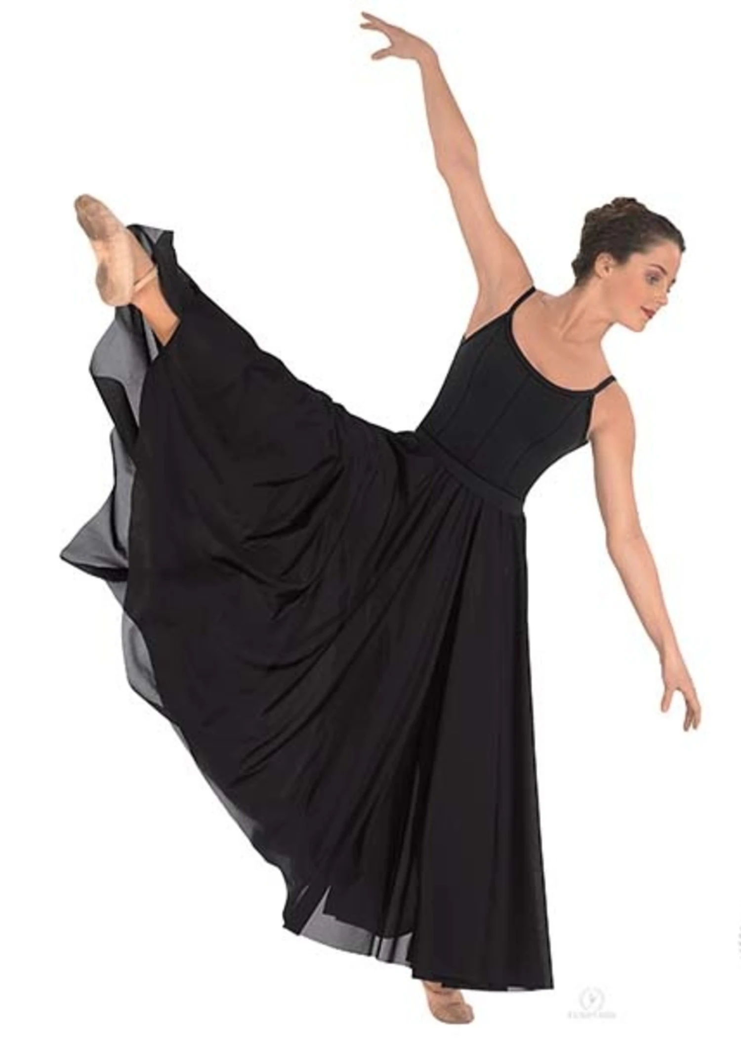 Eurotard 13674 Full Length Triple Panel Black Skirt 1 Eurotard 13674 Full Length Triple Panel Black Skirt